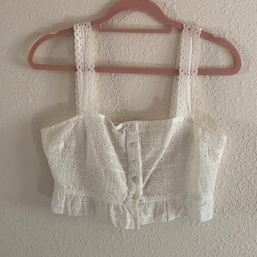White lace crop top